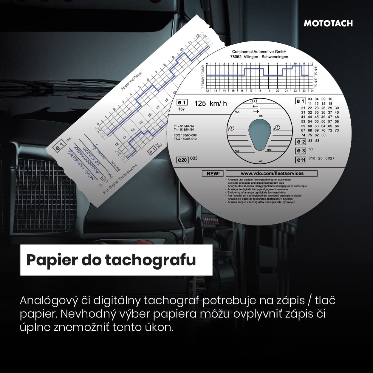 Rólka papieru a krúžok do tachografu