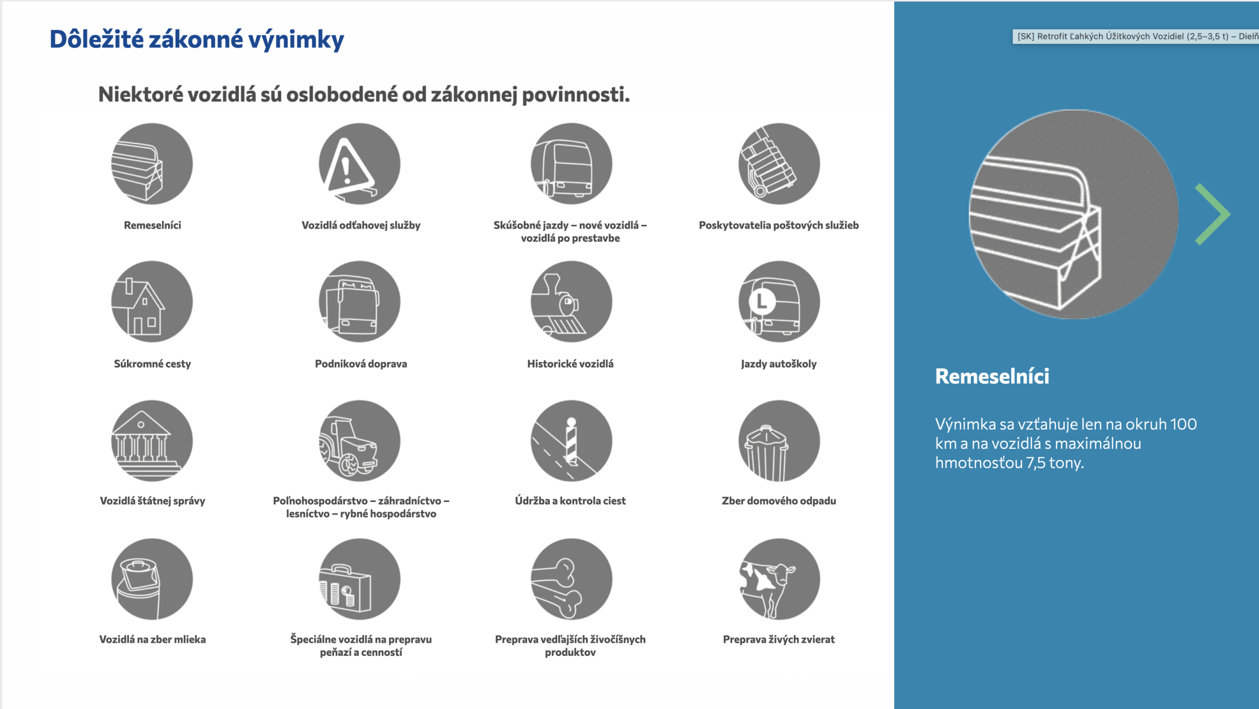 Výnimka tachografov - Remeselníci